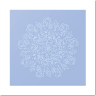 Light blue dot mandala Posters and Art